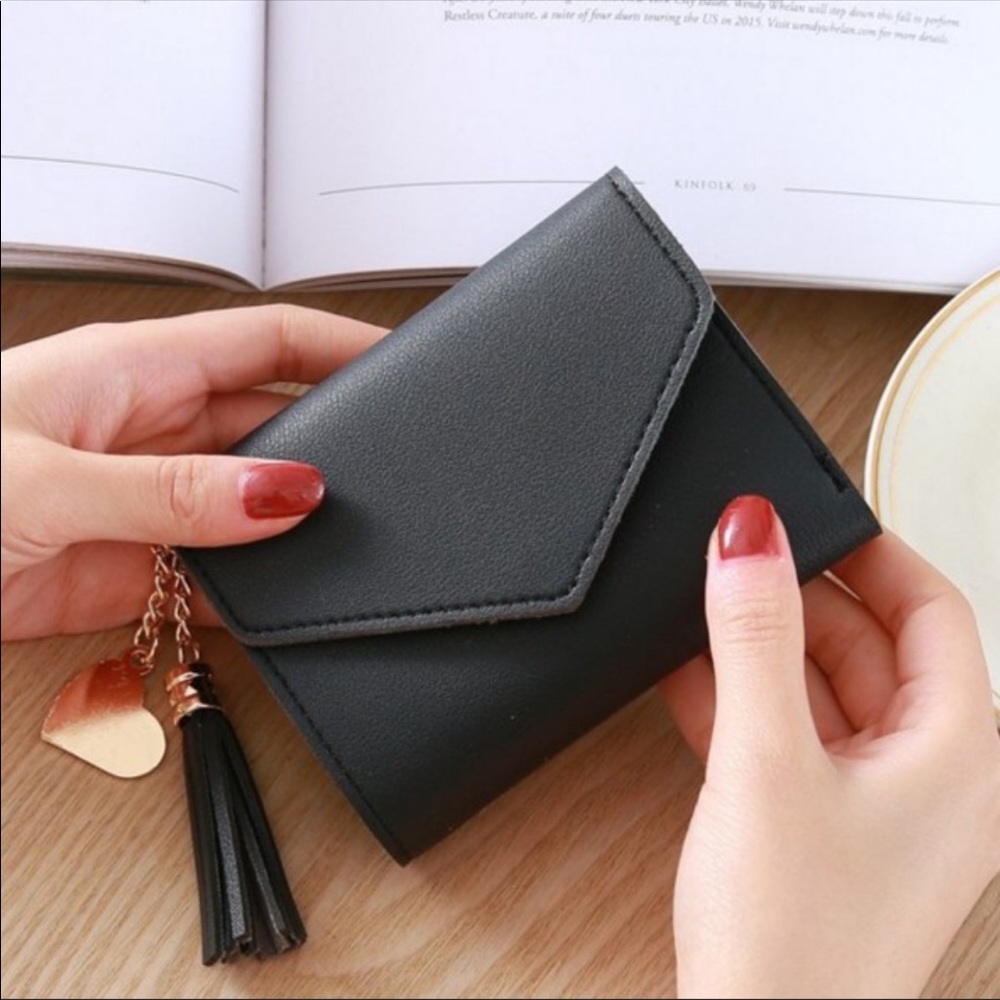 Black Tassel Vegan Leather Travel Wallet